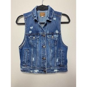 American Eagle Outfitters Blue Denim Vest